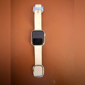 41mm Apple Series 7 Watch with Pebble Cream Natural Leather Band